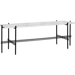 GUBI table basse structure noire TS CONSOLE 120 x 30 x H 40 cm (Blanc Carrara - Marbre et metal)