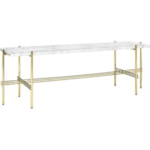 GUBI table basse structure laiton TS CONSOLE 120 x 30 x H 40 cm (Blanc Carrara - Marbre et metal)