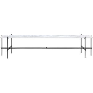 GUBI table basse structure noire TS CONSOLE 180 x 40 x H 40 cm (Blanc Carrara - Marbre et metal)