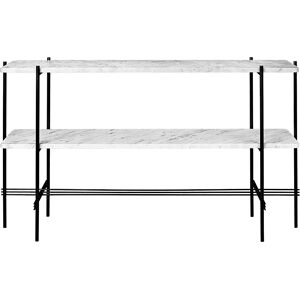 GUBI table basse structure noire TS CONSOLE 120 x 30 x H 72 cm (Blanc Carrara - Marbre et metal)