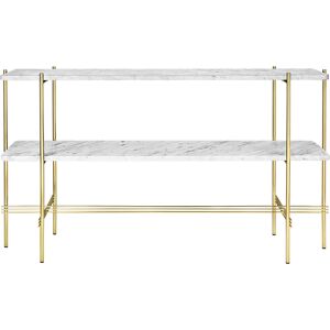 GUBI table basse structure laiton TS CONSOLE 120 x 30 x H 72 cm (Blanc Carrara - Marbre et metal)