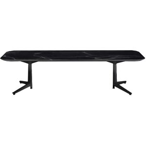 KARTELL table basse MULTIPLO LOW avec plateau rectangulaire arrondi (Noir - Aluminium moule et plateau en ceramique finition marbre)