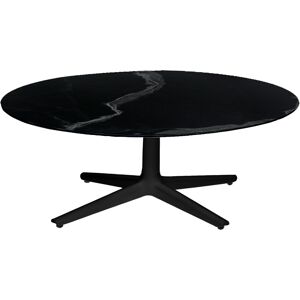 KARTELL table basse MULTIPLO LOW avec plateau rond Ø 118 cm (Noir - Aluminium moule et plateau en ceramique finition marbre)