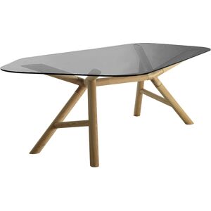 MINIFORMS table OTTO (200x118 cm - Verre Europe gris et frene naturel)