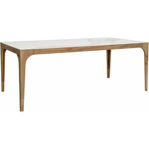 COLICO table extensible CARGO 200(250-300)x100 cm (Calacatta or mat - Chene avec nouds naturel et Gres effet Marbre)