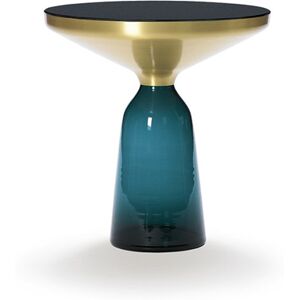 CLASSICON table BELL SIDE TABLE avec la structure en laiton (bleu Montana - Plateau en cristal noir et base en verre souffle)