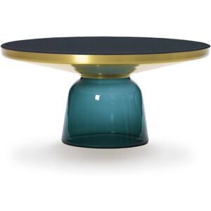 CLASSICON table BELL COFFEE TABLE avec la structure en laiton (bleu Montana - Plateau en cristal noir et base en verre souffle)