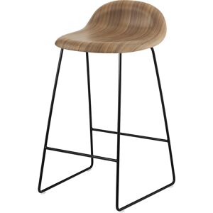 GUBI tabouret 3D COUNTER STOOL base luge noire (Noyer americain - bois et acier verni noir)