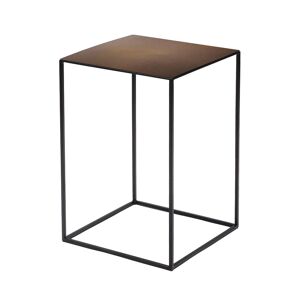 ZEUS table basse carre SLIM IRONY LOW TABLE 31 x 31 cm (H 46 cm plateau rouille gaufre - metal verni noir cuivre sable)