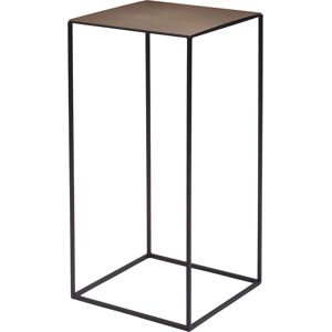 ZEUS table basse carre SLIM IRONY LOW TABLE 31 x 31 cm (H 64 cm plateau rouille gaufre - metal verni noir cuivre sable)