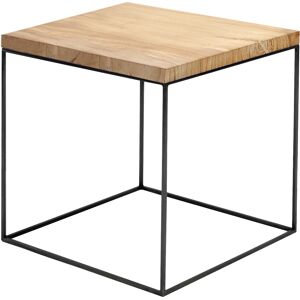 ZEUS table basse carre SLIM IRONY LOW TABLE 41 x 41 cm (H 46 cm plateau bois massif affine - metal verni noir cuivre sable)