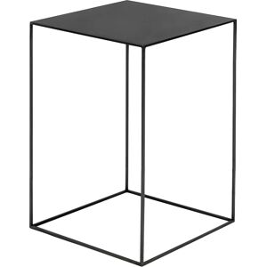 ZEUS table basse carre SLIM IRONY LOW TABLE 41 x 41 cm (H 64 cm plateau phosphate noir - metal verni noir cuivre sable)