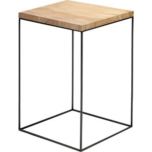 ZEUS table basse carre SLIM IRONY LOW TABLE 41 x 41 cm (H 64 cm plateau bois massif affine - metal verni noir cuivre sable)