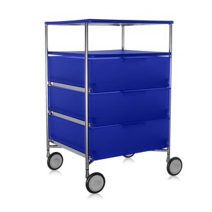 KARTELL meuble avec roues 3 tiroirs et 1 etagere MOBIL (Cobalt - PMMA opaline)