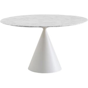 DESALTO table ronde CLAY e marbre (Ø 120 cm / Blanc de Carrara - Base en polyurethane blanc laque mat/ Plateau en marbre)