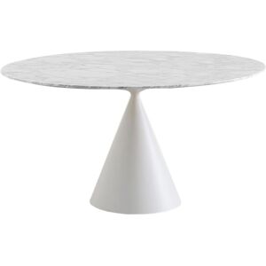 DESALTO table ronde CLAY e marbre (Ø 140 cm / Blanc de Carrara - Base en polyurethane blanc laque mat/ Plateau en marbre)