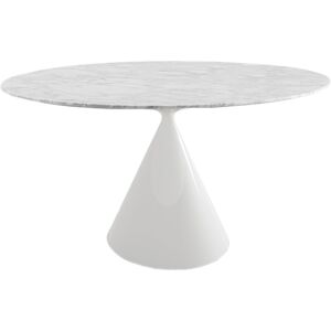 DESALTO table ronde CLAY e marbre (Ø 120 cm / Blanc de Carrara - Base en polyurethane blanc laque mat poli / Plateau en marbre)