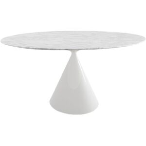 DESALTO table ronde CLAY e marbre (Ø 140 cm / Blanc de Carrara - Base en polyurethane blanc laque mat poli / Plateau en marbre)