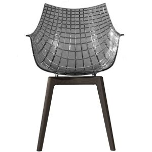 DRIADE fauteuil avec la base en bois MERIDIANA (Fume - Polycarbonate/Frene charbon)