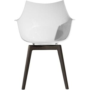 DRIADE fauteuil avec la base en bois MERIDIANA (Blanc - Polycarbonate/Frene charbon)