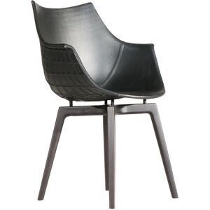 DRIADE fauteuil avec la base en bois MERIDIANA (Noir - Cuir Cat. B/ Frene charbon)