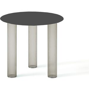 ZANOTTA table basse ronde ECHINO Ø 48 x H 44 cm (Fume - Verre souffle et plan noir)