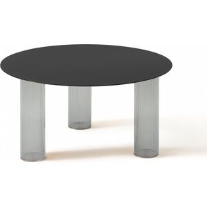 ZANOTTA table basse ronde ECHINO Ø 68 x H 34 cm (Fume - Verre souffle et plan noir)