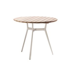 TRIBÙ table bistrot Ø 80 cm d'exterieur BRANCH (Lin - Aluminium et Teak)