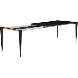 HORM table extensible a rallonge rectangulaire BOLERO avec plateau en Fenix noir (131 x 88 cm chene naturel - Bois massift, Fenix et metal)