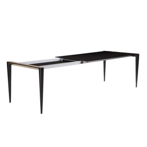 HORM table extensible a rallonge rectangulaire BOLERO avec plateau en Fenix noir (196 x 108 cm chene naturel - Bois massift, Fenix et metal)