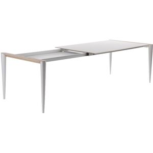 HORM table extensible a rallonge rectangulaire BOLERO avec plateau en Fenix blanc (216 x 98 cm chene naturel - Bois massift, Fenix et metal)