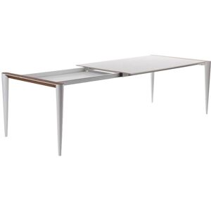 HORM table extensible a rallonge rectangulaire BOLERO avec plateau en Fenix blanc (131 x 98 cm noyer canaletto - Bois massift, Fenix et metal)