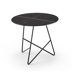 MEME DESIGN table basse ERMIONE Ø 50 cm (Couleurs RAL de votre choix - Metal et plateau en verre-marbre Sahara noir)