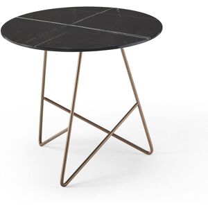 MEME DESIGN table basse ERMIONE Ø 50 cm (Couleurs Prive de votre choix - Metal et plateau en verre-marbre Sahara noir)