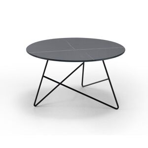 MEME DESIGN table basse ERMIONE Ø 65 cm (Couleurs RAL de votre choix - Metal et plateau en verre-marbre Sahara noir)