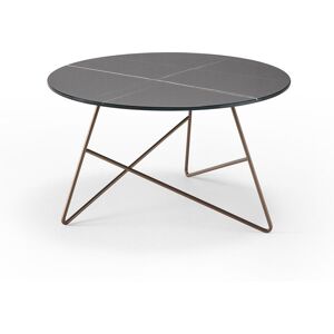 MEME DESIGN table basse ERMIONE Ø 65 cm (Couleurs Prive de votre choix - Metal et plateau en verre-marbre Sahara noir)