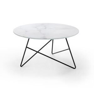 MEME DESIGN table basse ERMIONE Ø 65 cm (Couleurs RAL de votre choix - Metal et plateau en verre-marbre Calacatta)