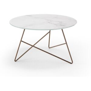 MEME DESIGN table basse ERMIONE Ø 65 cm (Couleurs Prive de votre choix - Metal et plateau en verre-marbre Calacatta)