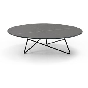 MEME DESIGN table basse ERMIONE Ø 90 cm (Couleurs RAL de votre choix - Metal et plateau en verre-marbre Sahara noir)