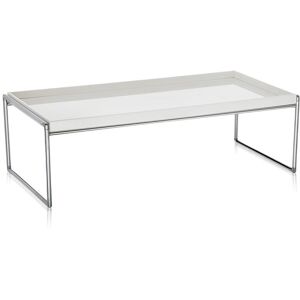 KARTELL table basse TRAYS 80 x 40 cm (Blanc - PMMA et acier chrome)