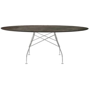 KARTELL table ovale GLOSSY MARBLE 192 x 118 cm (Aged Bronze - Gres finition Marbre et acier chrome)