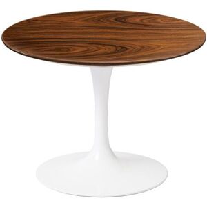 KNOLL table basse ronde TULIP Ø 51 cm collection Eero Saarinen (Base blanche / plateau Santos Palissandro - Bois et aluminium)