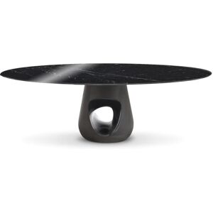 HORM table ovale BARBARA 200 x 120 cm (Marbre Nero Marquina - plateau en Marbre et base en ciment gris fonce)