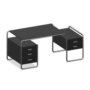 THONET ecritoire de bureau S 285 (Noir RAL 9005 - Bois laque a pores fermes et acier chrome)