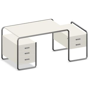 THONET ecritoire de bureau S 285 (Blanc RAL 9010 - Bois laque a pores fermes et acier chrome)