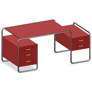 THONET ecritoire de bureau S 285 (Rouge RAL 3013 - Bois laque a pores fermes et acier chrome)