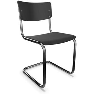 THONET chaise S 43 (Black grey RAL 7021 - Hetre II and acier chromee)