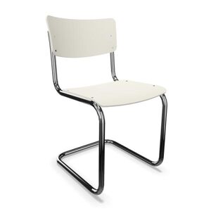 THONET chaise S 43 (Blanc RAL 9010 - Hetre laque a pores fermes et acier chrome)