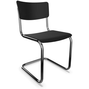 THONET chaise S 43 (Noir RAL 9005 - Hetre laque a pores fermes et acier chrome)