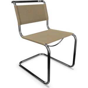 THONET chaise S 33 (Mud grey - Cuir pleine fleur et acier chrome)